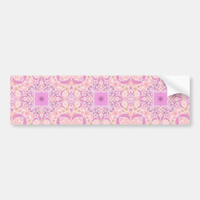 Retro garden florals  in pink bumper sticker (Front)