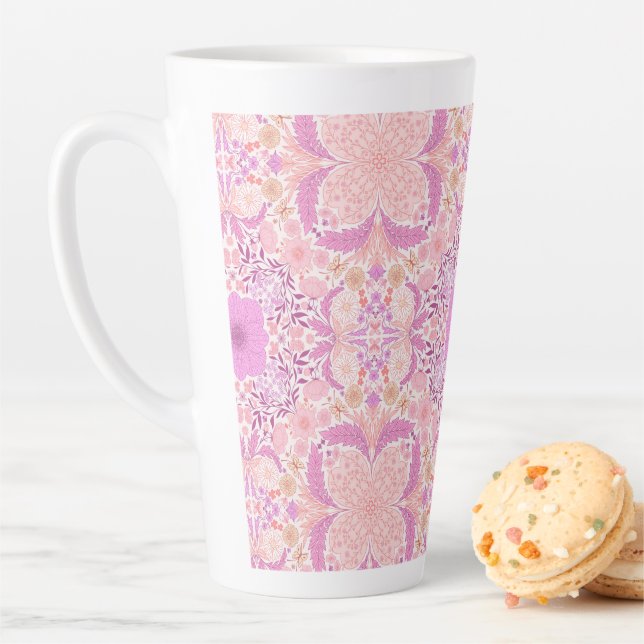 Retro garden florals  in pink latte mug (In Situ)