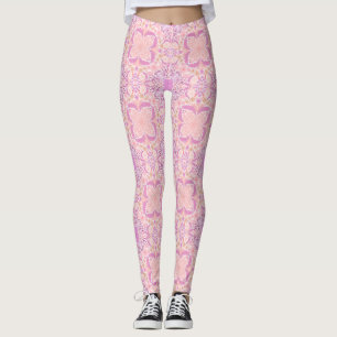 Retro garden florals in pink leggings