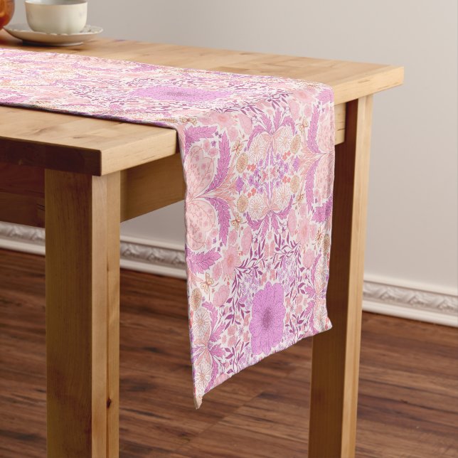 Retro garden florals  in pink short table runner (In Situ)