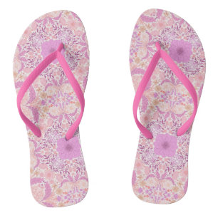 Retro garden florals in pink thongs
