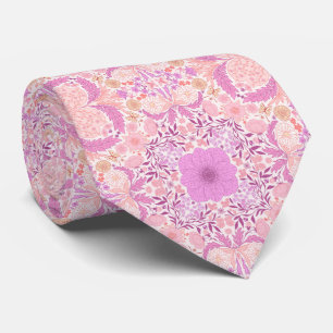 Retro garden florals in pink tie