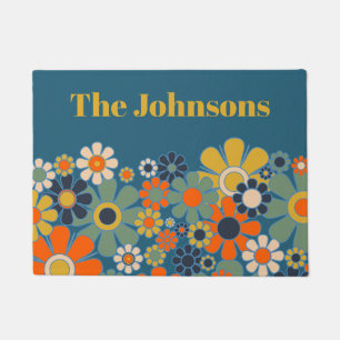 Retro Garden Flower Personalised Vintage Floral Doormat