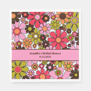 Retro Garden Flowers 60s 70s Aesthetic Floral  Napkin