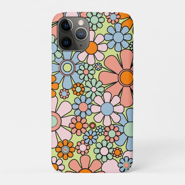 Retro Garden Flowers Groovy 60s 70s Spring Pastel  Case-Mate iPhone Case (Back)