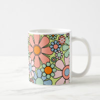 Retro Garden Flowers Groovy 60s 70s Spring Pattern