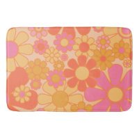 Retro Garden Flowers Groovy Floral Pink Yellow