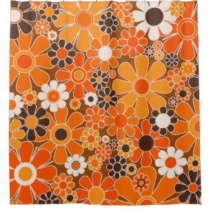 Retro Garden Groovy Floral 60s 70s Pattern Shower Curtain
