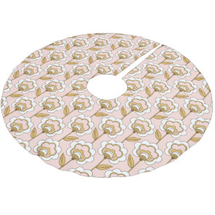 Retro Garden Pink Floral Pattern Brushed Polyester Tree Skirt