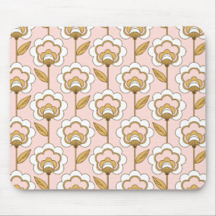 Retro Garden Pink Floral Pattern Mouse Pad