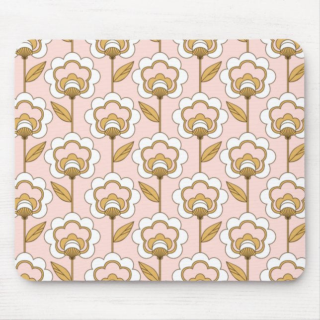 Retro Garden Pink Floral Pattern Mouse Pad (Front)
