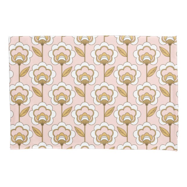 Retro Garden Pink Floral Pattern Pillowcase (Front)