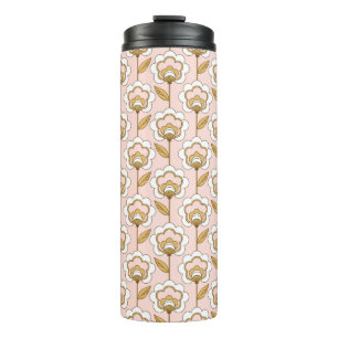 Retro Garden Pink Floral Pattern Thermal Tumbler