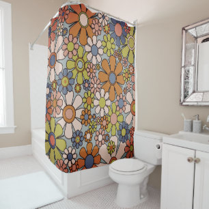 Retro Garden Vintage 60s 70s Aesthetic Flowers Shower Curtain