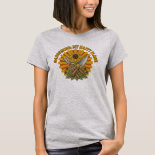 Retro Gardening My Happy Place Vintage Sunburst T-Shirt