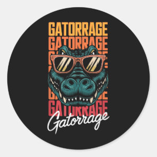 Retro Gators Personalised Name Apparel Style Clic  Classic Round Sticker