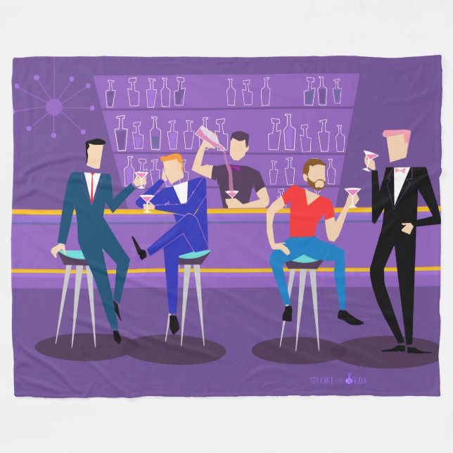 Retro Gay Bar Fleece Blanket (Front (Horizontal))