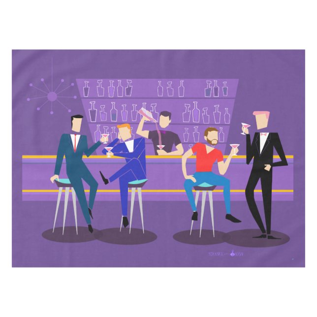 Retro Gay Bar Tablecloth (Front (Horizontal))