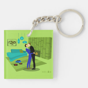 Retro Gay Couple In Love Acrylic Keychain