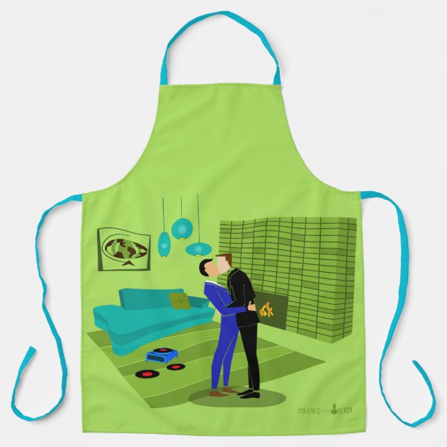 Retro Gay Couple in Love Apron (Front)