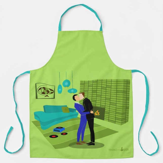 Retro Gay Couple in Love Apron (Front)