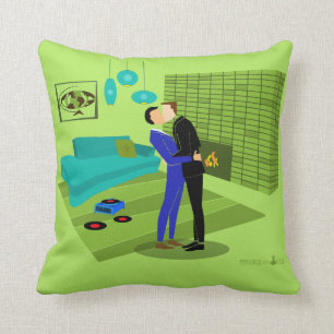 Retro Gay Couple in Love Cushion