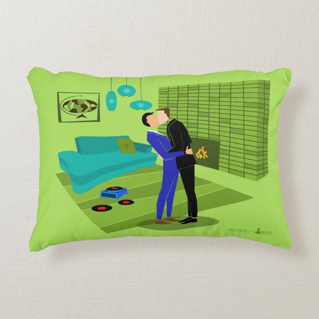 Retro Gay Couple in Love Decorative Cushion (Front)
