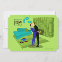 Retro Gay Couple in Love Invitation