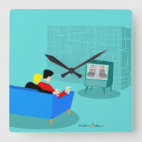 Retro Gay Couple Watching TV Acrylic Wall Clock