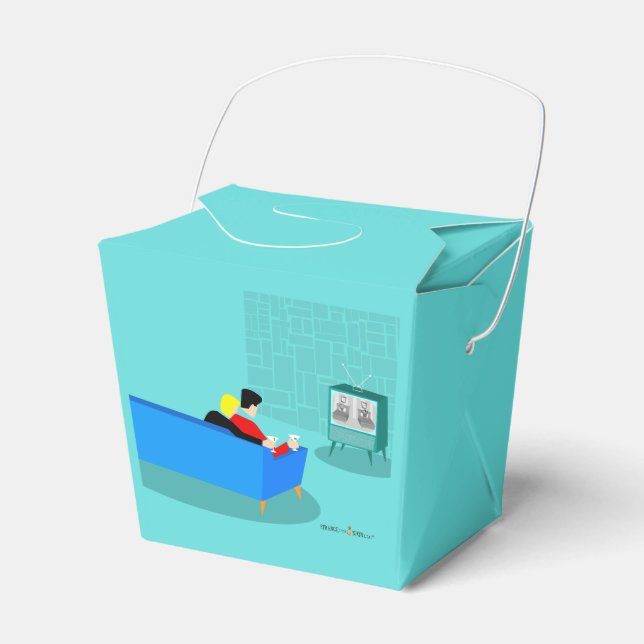 Retro Gay Couple Watching TV Favour Box (Front Side)