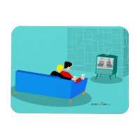Retro Gay Couple Watching TV Flexible Photo Magnet