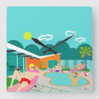 Retro Gay Pool Party Acrylic Wall Clock