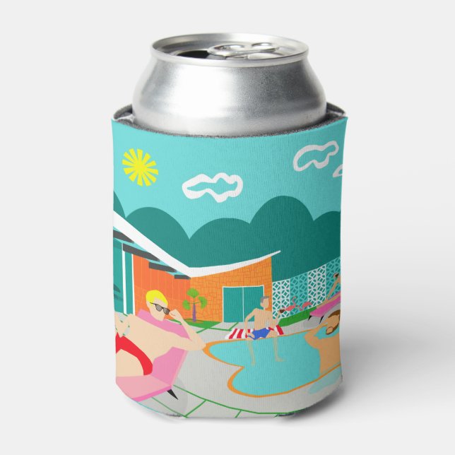 Retro Gay Pool Party Can Cooler (Can Front)