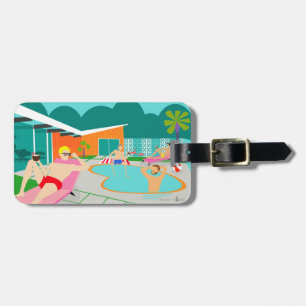 Retro Gay Pool Party Luggage Tag