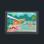 Retro Gay Pool Party Nylon Wallet<br><div class="desc">This Retro Gay Pool Party Nylon Wallet design features four hunky beefcakes having a gay old time as they beat the Palm Springs heat by lounging around the turquoise blue water of their atomic boomerang shaped swimming pool. The mid century modern architecture on the fabulous, orange stone house is clearly...</div>