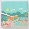Retro Gay Pool Party Stone Coaster