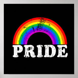 Retro Gay Pride Rainbow Flag LGBTQ Month Festival  Poster
