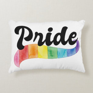 Retro Gay Pride Rainbow Watercolor LGBTQ Ally Decorative Cushion