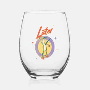 Retro Gecko Later Lazy Day Humour Stemless Wine Glass