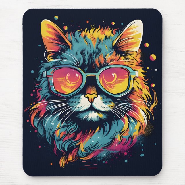 Retro Geek Chic Feline Mouse Pad (Front)