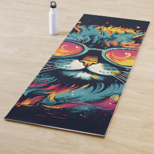 Retro Geek Chic Feline Yoga Mat