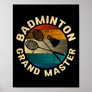 Retro Gekreuzte Badminton Schläger Badminton Grand Poster