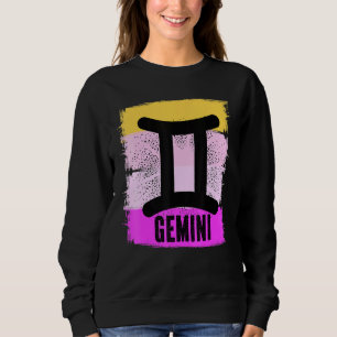 Retro Gemini Symbol Birthday Zodiac Astrology Vint Sweatshirt