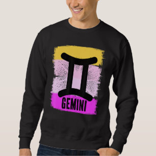 Retro Gemini Symbol Birthday Zodiac Astrology Vint Sweatshirt