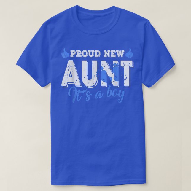 Retro Gender Reveal Proud New Aunt It's A Boy  T-Shirt (Design Front)