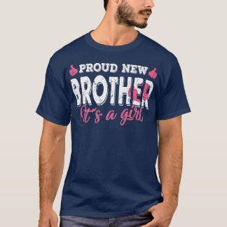 Retro Gender Reveal Proud New Brother It's A Girl  T-Shirt