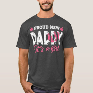 Retro Gender Reveal Proud New Daddy It's A Girl  T-Shirt