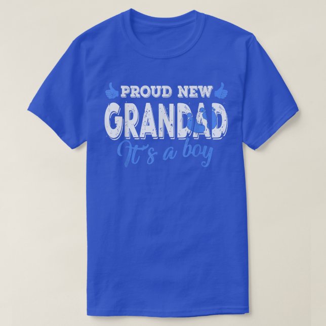 Retro Gender Reveal Proud New Grandad It's A Boy  T-Shirt (Design Front)