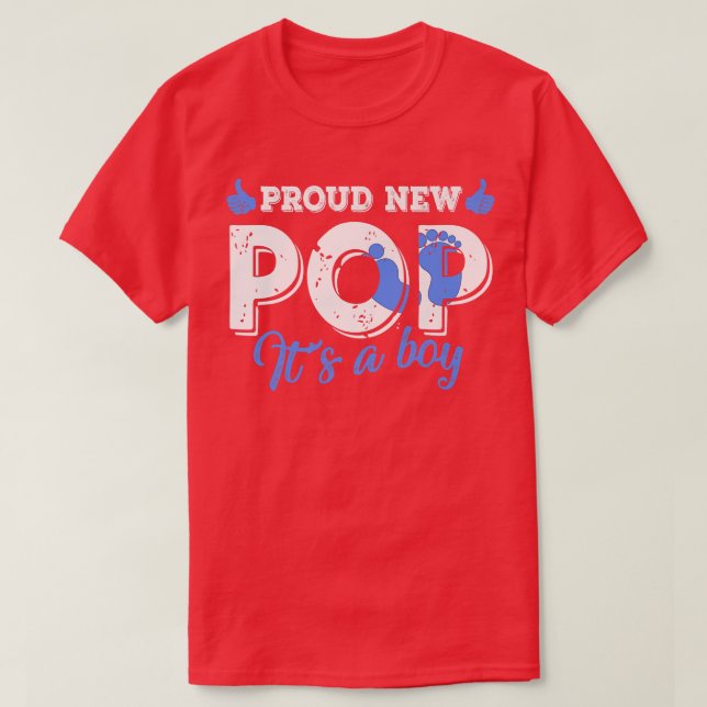 Retro Gender Reveal Proud New Pop It's A Boy  T-Shirt (Design Front)