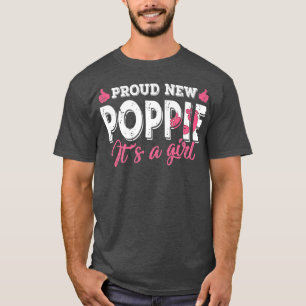 Retro Gender Reveal Proud New Poppie It's A Girl  T-Shirt